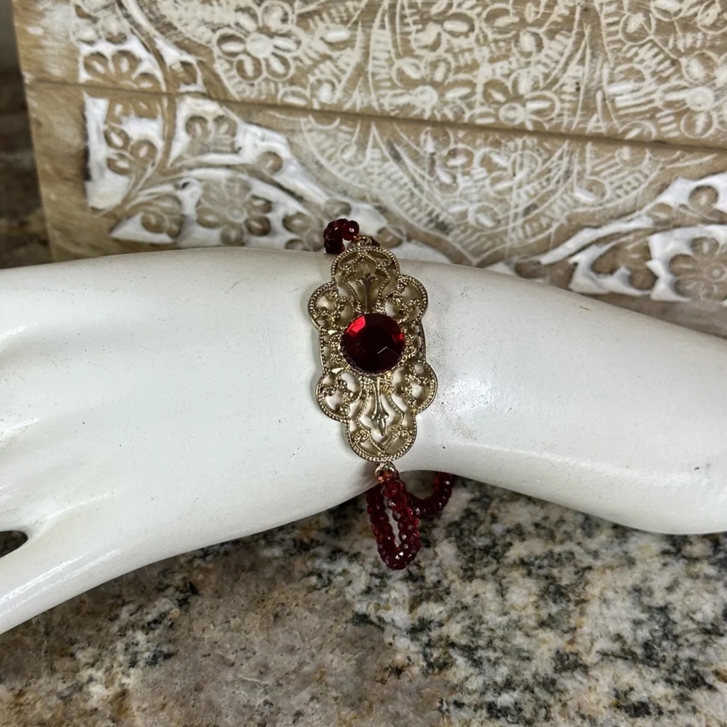 Ruby Beaded Gemstone Stretch Bracelet